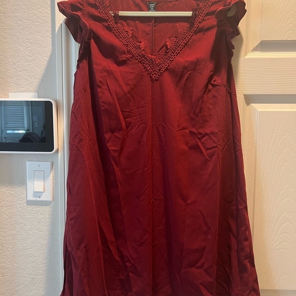 SHEIN Burgundy Midi Dress